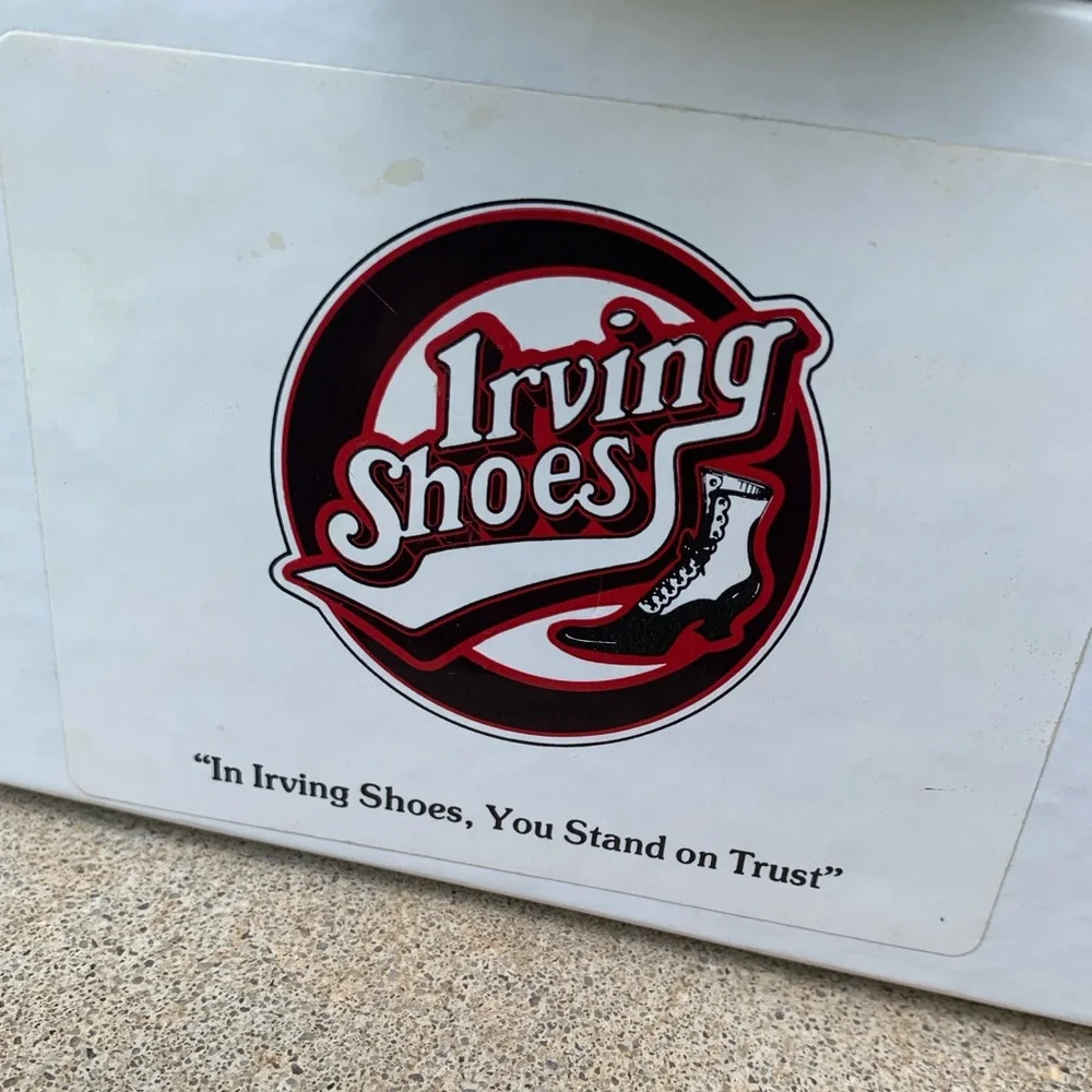 Pair of Vintage White Leather Baby Shoes Irving Shoe Store